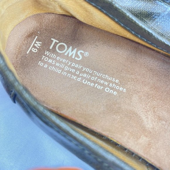 TOMS Womens 9 Avalon Olive Green Waxed Canvas Patent Linen Slip On Loafers - Picture 8 of 9